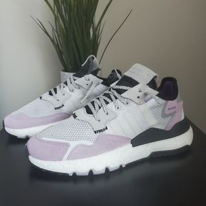 White, Purple, Black and Grey Adidas Nite Joggers
